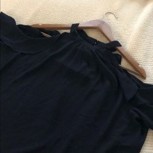 Navy Blue cold shoulder blouse